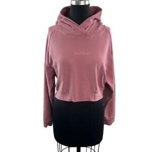 Alphalete Pink Cropped Hoodie Cotton Stretch Raglan Sleeve Pullover Size Large L